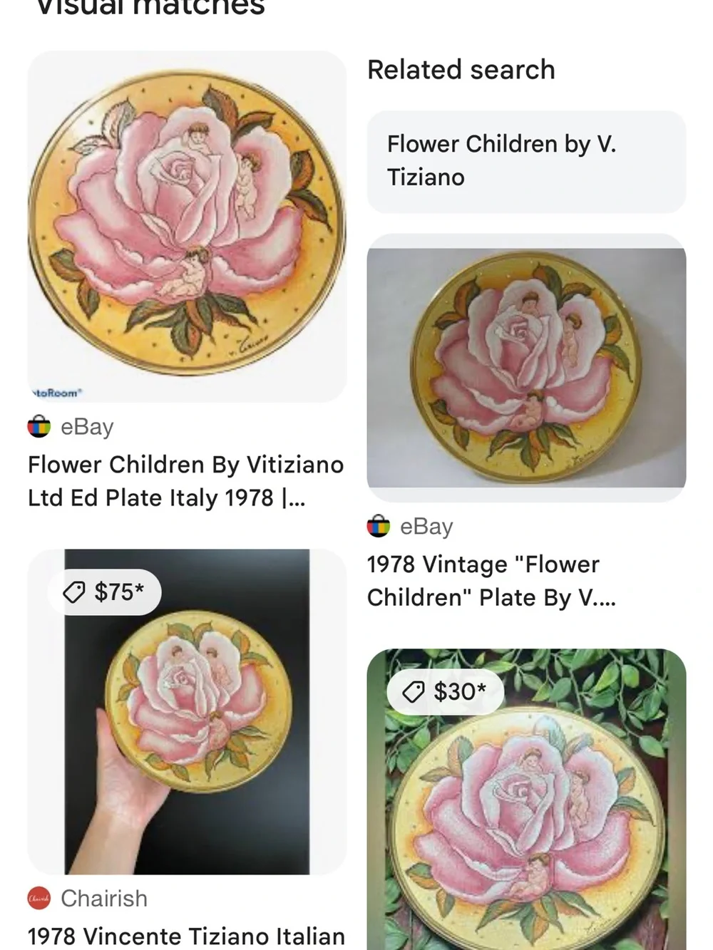 1978 Flower Children Hand Painted by Italian Artist Vincente Tiziano